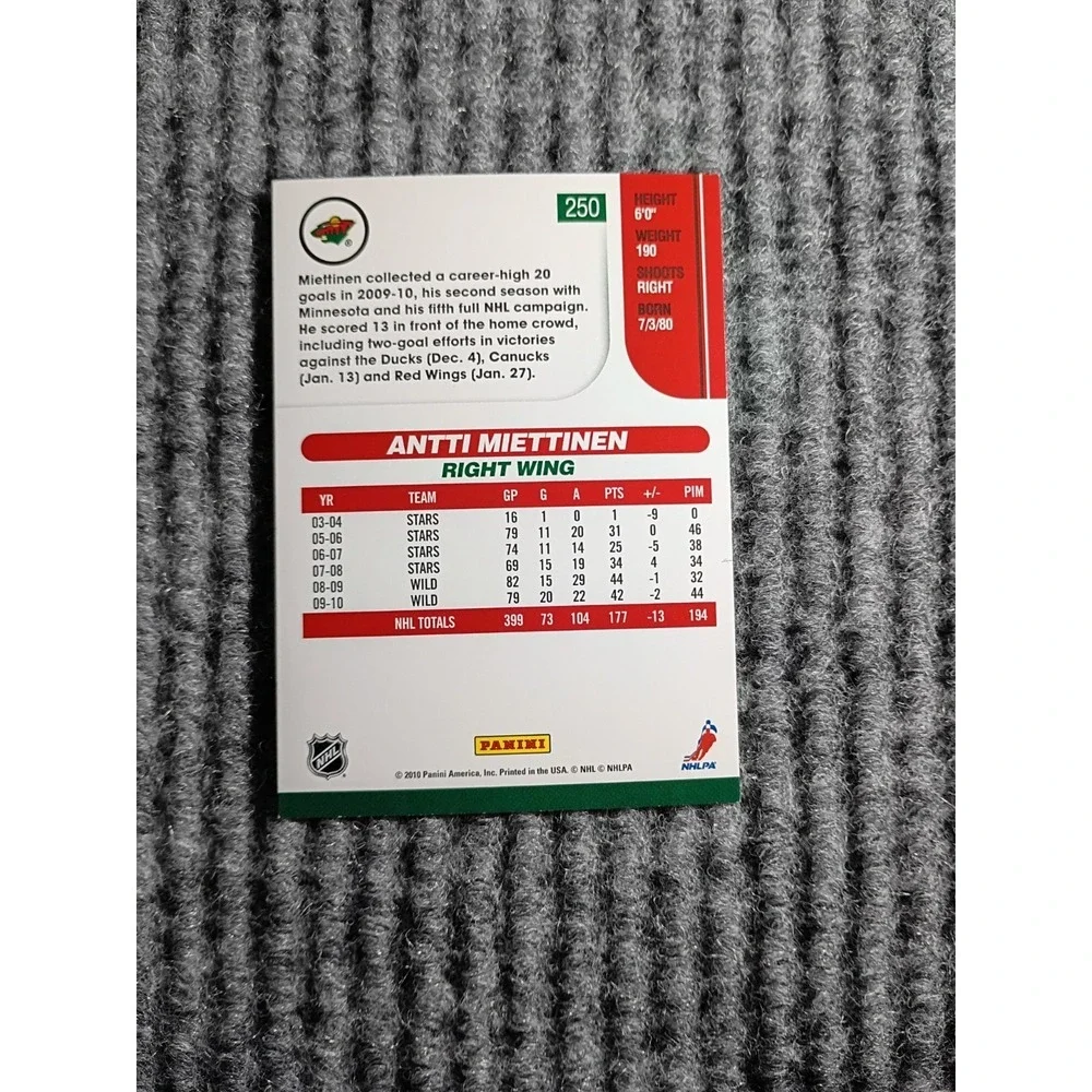 Score 2010 Wild Antti Miettinen Hockey Card #250‎